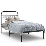 Casa si Gradina - Mobilier - Paturi si accesorii - Paturi - Cadru pat metalic cu tablie, negru, 90x200 cm - Infinity.ro