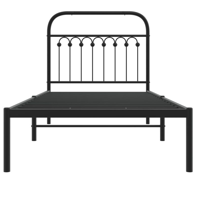 Casa si Gradina - Mobilier - Paturi si accesorii - Paturi - Cadru pat metalic cu tablie, negru, 90x200 cm - Infinity.ro