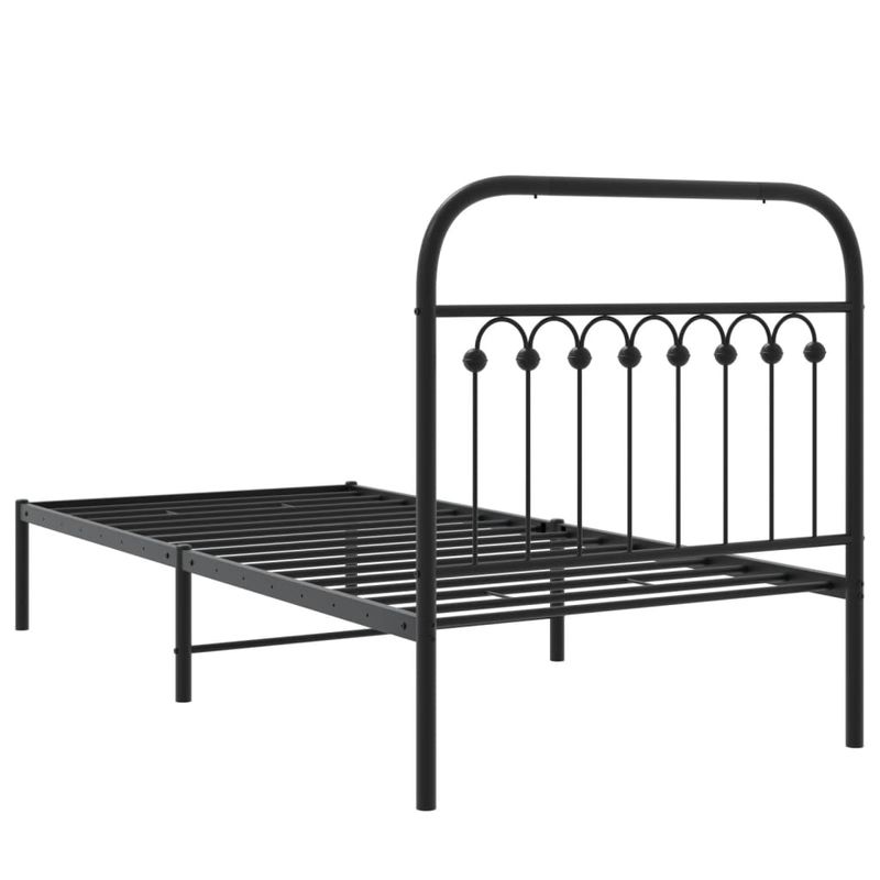 Casa si Gradina - Mobilier - Paturi si accesorii - Paturi - Cadru pat metalic cu tablie, negru, 90x200 cm - Infinity.ro