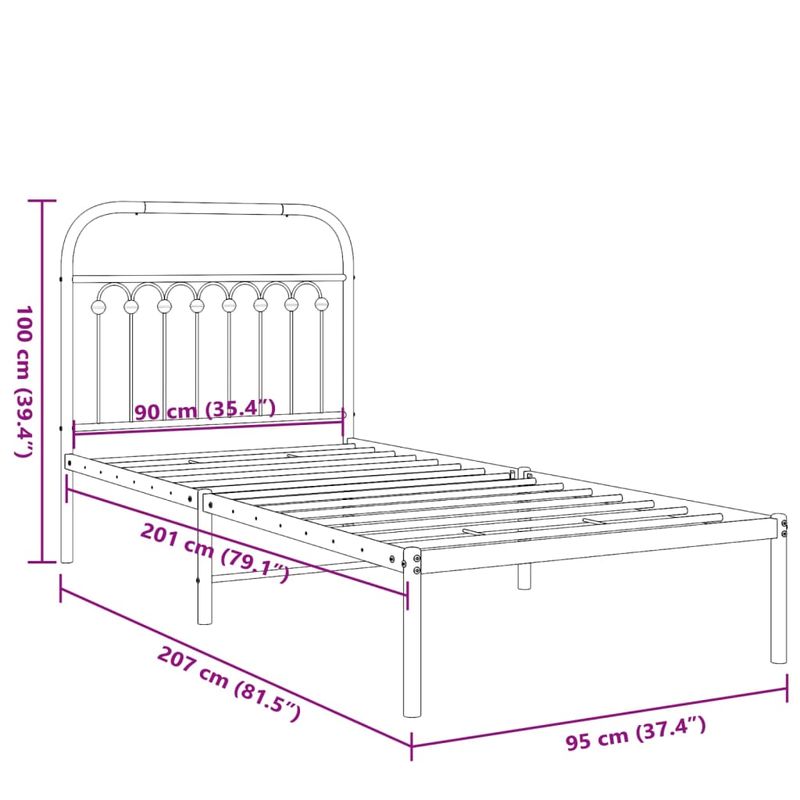 Casa si Gradina - Mobilier - Paturi si accesorii - Paturi - Cadru pat metalic cu tablie, negru, 90x200 cm - Infinity.ro