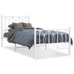 Casa si Gradina - Mobilier - Paturi si accesorii - Paturi - Cadru de pat metalic cu tablie de cap/picioare, alb, 90x190 cm - Infinity.ro