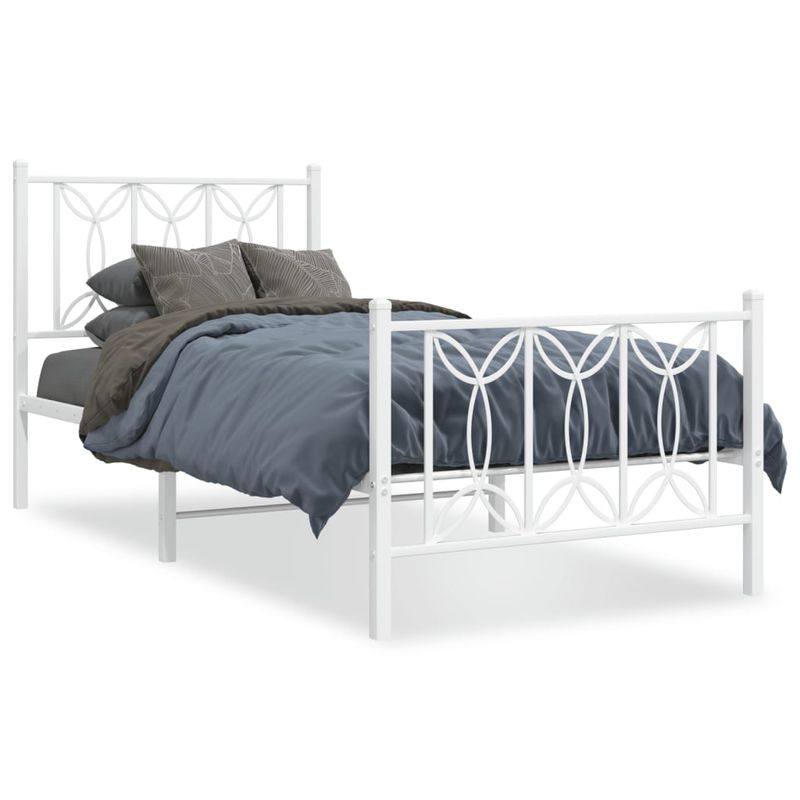 Casa si Gradina - Mobilier - Paturi si accesorii - Paturi - Cadru de pat metalic cu tablie de cap/picioare, alb, 90x190 cm - Infinity.ro