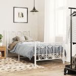 Casa si Gradina - Mobilier - Paturi si accesorii - Paturi - Cadru de pat metalic cu tablie de cap/picioare, alb, 90x190 cm - Infinity.ro