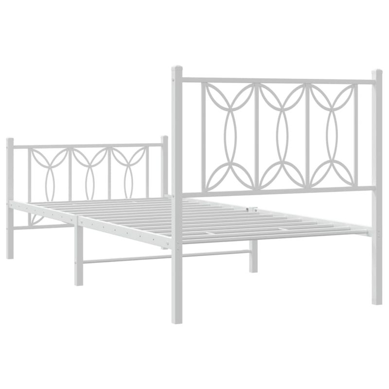 Casa si Gradina - Mobilier - Paturi si accesorii - Paturi - Cadru de pat metalic cu tablie de cap/picioare, alb, 90x190 cm - Infinity.ro