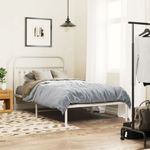 Casa si Gradina - Mobilier - Paturi si accesorii - Paturi - Cadru de pat metalic cu tablie, alb, 100x190 cm - Infinity.ro