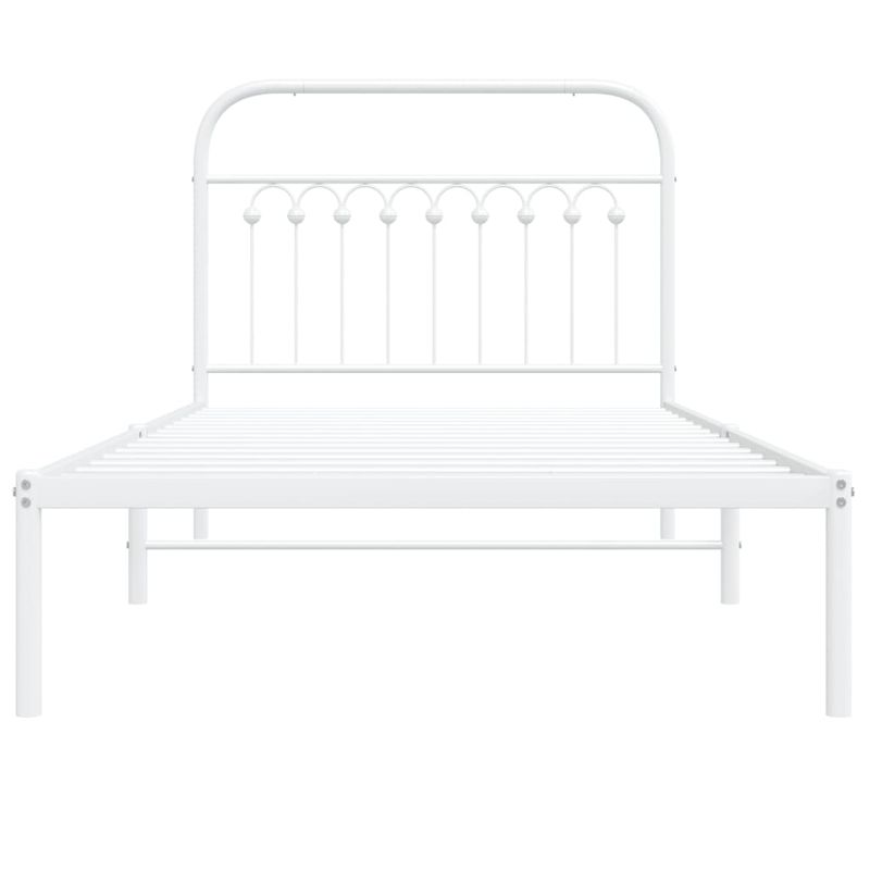 Casa si Gradina - Mobilier - Paturi si accesorii - Paturi - Cadru de pat metalic cu tablie, alb, 100x190 cm - Infinity.ro
