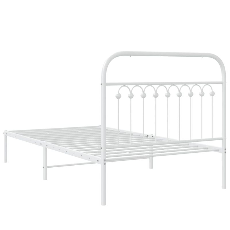 Casa si Gradina - Mobilier - Paturi si accesorii - Paturi - Cadru de pat metalic cu tablie, alb, 100x190 cm - Infinity.ro