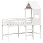 Casa si Gradina - Mobilier - Paturi si accesorii - Paturi - Pat etajat cu scara si acoperis, alb, 90x190 cm, lemn masiv pin - Infinity.ro