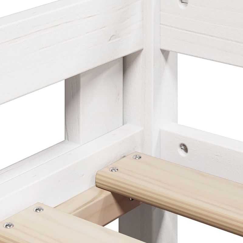 Casa si Gradina - Mobilier - Paturi si accesorii - Paturi - Pat etajat cu scara si acoperis, alb, 90x190 cm, lemn masiv pin - Infinity.ro