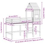 Casa si Gradina - Mobilier - Paturi si accesorii - Paturi - Pat etajat cu scara si acoperis, alb, 90x190 cm, lemn masiv pin - Infinity.ro