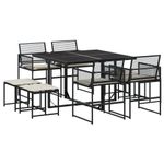 Casa si Gradina - Gradina si terasa - Mobilier exterior - Seturi mobila gradina - Set mobilier de gradina cu perne, 9 piese, negru, poliratan - Infinity.ro