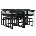 Casa si Gradina - Gradina si terasa - Mobilier exterior - Seturi mobila gradina - Set mobilier de gradina cu perne, 9 piese, negru, poliratan - Infinity.ro