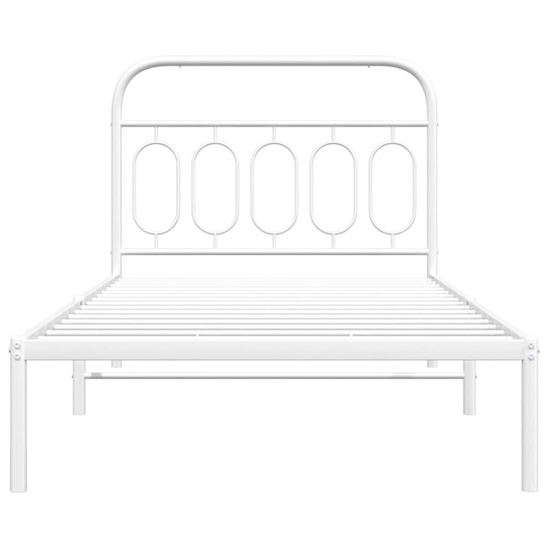 Casa si Gradina - Mobilier - Paturi si accesorii - Paturi - Cadru de pat metalic cu tablie, alb, 100x190 cm - Infinity.ro