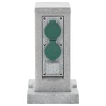 Casa si Gradina - Electrice - Prize - Priza de exterior cu tarus si 4 cai, gri piatra, 16x16x29,5 cm - Infinity.ro