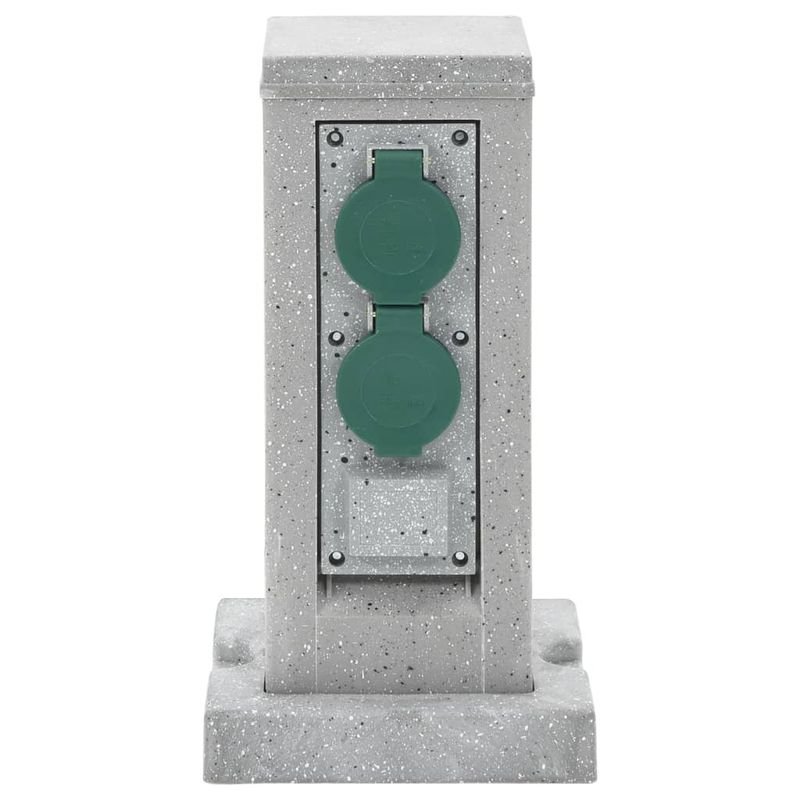 Casa si Gradina - Electrice - Prize - Priza de exterior cu tarus si 4 cai, gri piatra, 16x16x29,5 cm - Infinity.ro