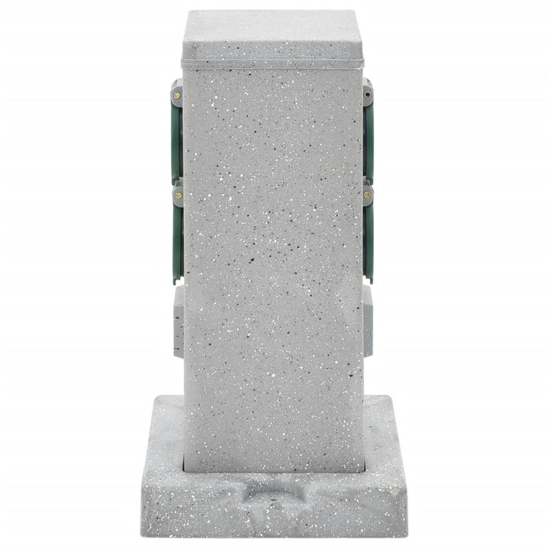 Casa si Gradina - Electrice - Prize - Priza de exterior cu tarus si 4 cai, gri piatra, 16x16x29,5 cm - Infinity.ro