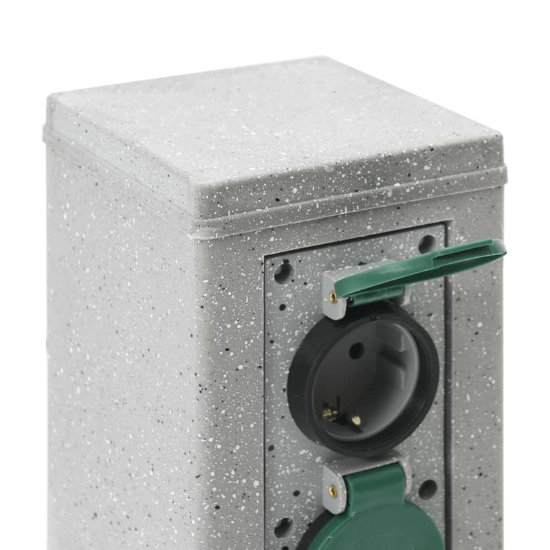 Casa si Gradina - Electrice - Prize - Priza de exterior cu tarus si 4 cai, gri piatra, 16x16x29,5 cm - Infinity.ro