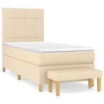 Casa si Gradina - Mobilier - Paturi si accesorii - Paturi - Pat box spring cu saltea, crem, 100x200 cm, textil - Infinity.ro