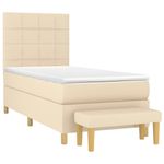 Casa si Gradina - Mobilier - Paturi si accesorii - Paturi - Pat box spring cu saltea, crem, 100x200 cm, textil - Infinity.ro