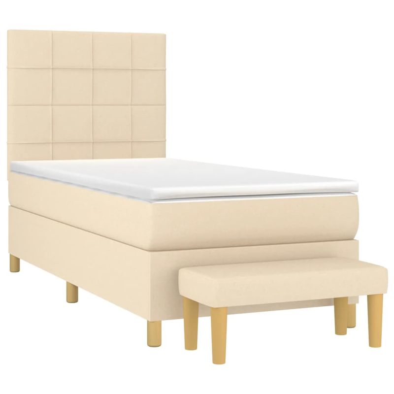 Casa si Gradina - Mobilier - Paturi si accesorii - Paturi - Pat box spring cu saltea, crem, 100x200 cm, textil - Infinity.ro