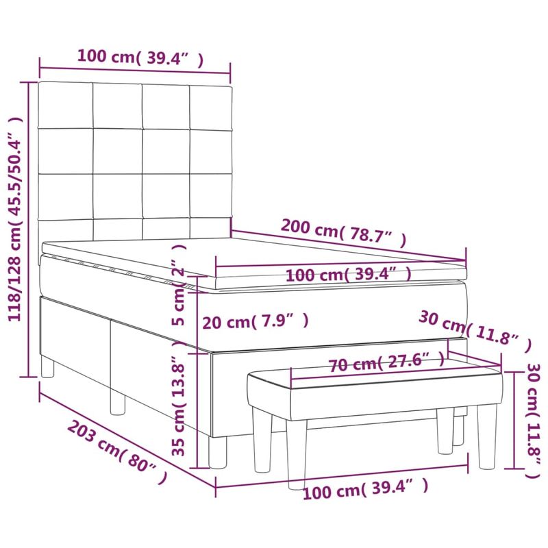 Casa si Gradina - Mobilier - Paturi si accesorii - Paturi - Pat box spring cu saltea, crem, 100x200 cm, textil - Infinity.ro