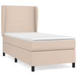 Casa si Gradina - Mobilier - Paturi si accesorii - Paturi - Pat box spring cu saltea, cappuccino, 90x200 cm piele ecologica - Infinity.ro
