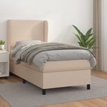 Casa si Gradina - Mobilier - Paturi si accesorii - Paturi - Pat box spring cu saltea, cappuccino, 90x200 cm piele ecologica - Infinity.ro