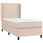 Casa si Gradina - Mobilier - Paturi si accesorii - Paturi - Pat box spring cu saltea, cappuccino, 90x200 cm piele ecologica - Infinity.ro