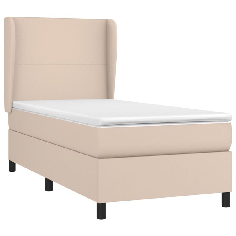 Casa si Gradina - Mobilier - Paturi si accesorii - Paturi - Pat box spring cu saltea, cappuccino, 90x200 cm piele ecologica - Infinity.ro