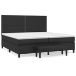 Casa si Gradina - Mobilier - Paturi si accesorii - Paturi - Pat box spring cu saltea, negru, 200x200 cm, piele ecologica - Infinity.ro