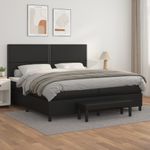 Casa si Gradina - Mobilier - Paturi si accesorii - Paturi - Pat box spring cu saltea, negru, 200x200 cm, piele ecologica - Infinity.ro