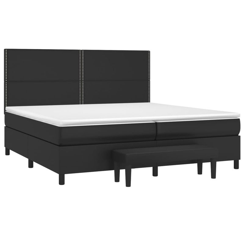 Casa si Gradina - Mobilier - Paturi si accesorii - Paturi - Pat box spring cu saltea, negru, 200x200 cm, piele ecologica - Infinity.ro