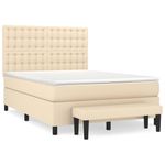 Casa si Gradina - Mobilier - Paturi si accesorii - Paturi - Pat box spring cu saltea, crem, 140x200 cm, textil - Infinity.ro