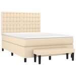 Casa si Gradina - Mobilier - Paturi si accesorii - Paturi - Pat box spring cu saltea, crem, 140x200 cm, textil - Infinity.ro