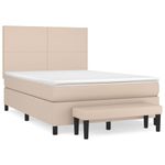 Casa si Gradina - Mobilier - Paturi si accesorii - Paturi - Pat box spring cu saltea, cappuccino, 140x190cm piele ecologica - Infinity.ro