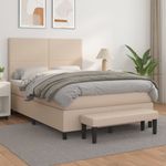 Casa si Gradina - Mobilier - Paturi si accesorii - Paturi - Pat box spring cu saltea, cappuccino, 140x190cm piele ecologica - Infinity.ro
