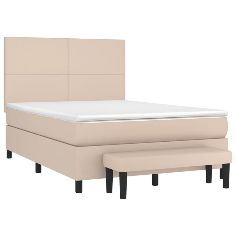 Casa si Gradina - Mobilier - Paturi si accesorii - Paturi - Pat box spring cu saltea, cappuccino, 140x190cm piele ecologica - Infinity.ro