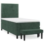 Casa si Gradina - Mobilier - Paturi si accesorii - Paturi - Pat box spring cu saltea, verde inchis, 100x200 cm, catifea - Infinity.ro