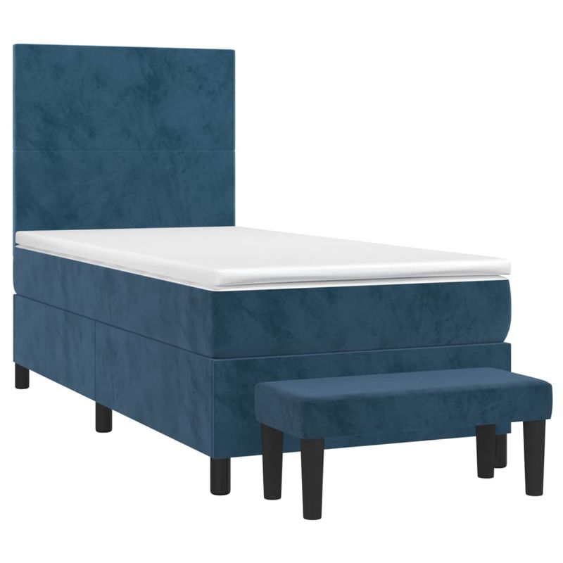 Casa si Gradina - Mobilier - Paturi si accesorii - Paturi - Pat box spring cu saltea, albastru inchis, 100x200 cm, catifea - Infinity.ro