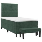 Casa si Gradina - Mobilier - Paturi si accesorii - Paturi - Pat box spring cu saltea, verde inchis, 100x200 cm, catifea - Infinity.ro