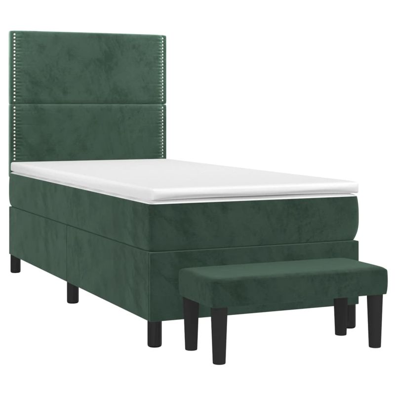 Casa si Gradina - Mobilier - Paturi si accesorii - Paturi - Pat box spring cu saltea, verde inchis, 100x200 cm, catifea - Infinity.ro