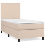 Casa si Gradina - Mobilier - Paturi si accesorii - Paturi - Pat box spring cu saltea, cappuccino, 90x200 cm piele ecologica - Infinity.ro