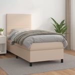 Casa si Gradina - Mobilier - Paturi si accesorii - Paturi - Pat box spring cu saltea, cappuccino, 90x200 cm piele ecologica - Infinity.ro