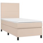 Casa si Gradina - Mobilier - Paturi si accesorii - Paturi - Pat box spring cu saltea, cappuccino, 90x200 cm piele ecologica - Infinity.ro