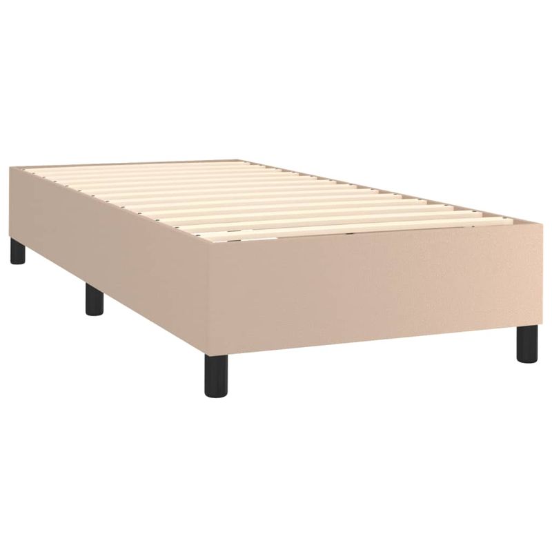 Casa si Gradina - Mobilier - Paturi si accesorii - Paturi - Pat box spring cu saltea, cappuccino, 90x200 cm piele ecologica - Infinity.ro