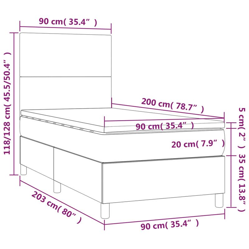 Casa si Gradina - Mobilier - Paturi si accesorii - Paturi - Pat box spring cu saltea, cappuccino, 90x200 cm piele ecologica - Infinity.ro
