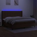 Casa si Gradina - Mobilier - Paturi si accesorii - Paturi - Pat cu arcuri, saltea si LED, maro inchis, 200x200 cm, textil - Infinity.ro