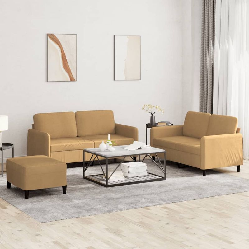 Casa si Gradina - Mobilier - Seturi de mobilier - Seturi living - Set de canapele, 3 piese, maro, catifea - Infinity.ro