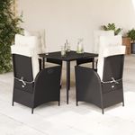 Casa si Gradina - Gradina si terasa - Mobilier exterior - Seturi mobila gradina - Set mobilier de gradina cu perne, 5 piese, negru, poliratan - Infinity.ro