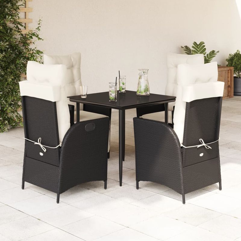 Casa si Gradina - Gradina si terasa - Mobilier exterior - Seturi mobila gradina - Set mobilier de gradina cu perne, 5 piese, negru, poliratan - Infinity.ro